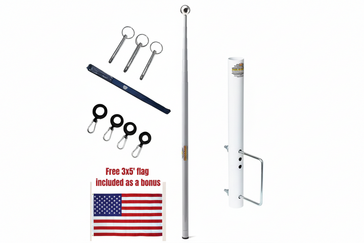 RV Flagpole Kit – Telescoping Pole + 6" Frame Mount | Poles and Holders