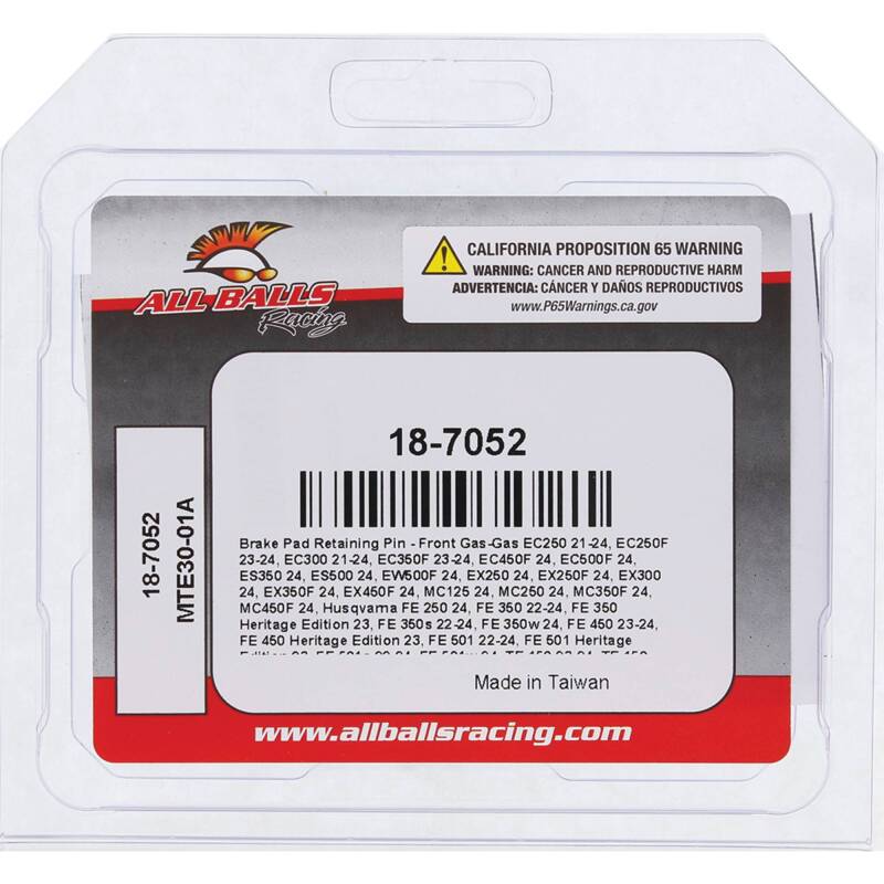 All Balls Racing 21-24 Gas-Gas EC250/EC300/2024 EC450F Brake Pad Retaining Pin - Front