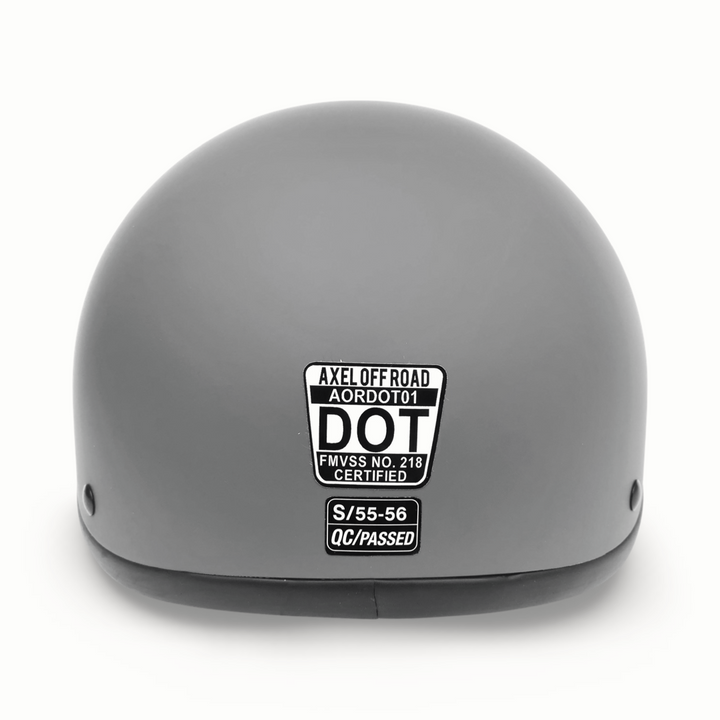 Back view of low profile DOT approved off roading helmet in grey