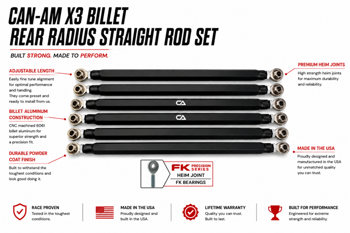 Can-Am X3 Billet Rear Radius Straight Rod Set