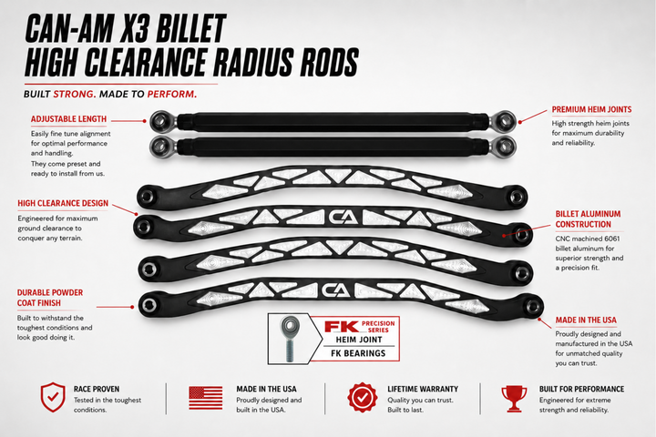 Can-Am X3 Billet High Clearance Radius Rods