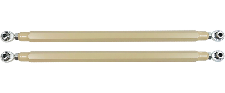 We utilize ONLY industry leading FK Brand Spherical bearings equipped with a cloth PTFE liner for durability on the high clearance lower rods and use FK brand JMX heims on the upper rods. There is no better joint to use on the planet.  The Heims are spaced for your machine’s width so its bolt and go with little to no adjusting!  Our rods are fully covered by a no hassle no BS warranty. If you damage a rod, we guarantee to replace it no questions asked, at all. 