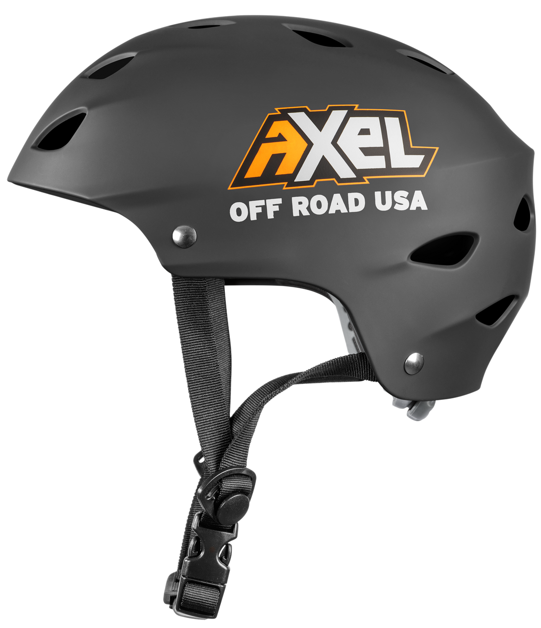 Side View of Matte Black Off Roading Helmet