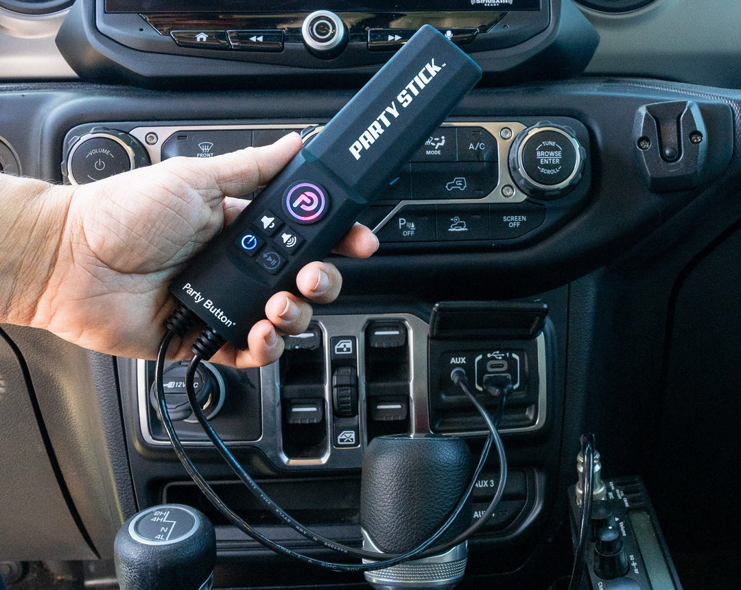 Party Stick | Wireless Music Sharing Adapter | one-click Party Button pairing | USB Powered | Mini Jack Audio Output