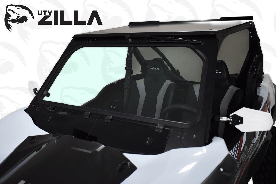 Black Vented KRX Full Glass Windshield with Wiper