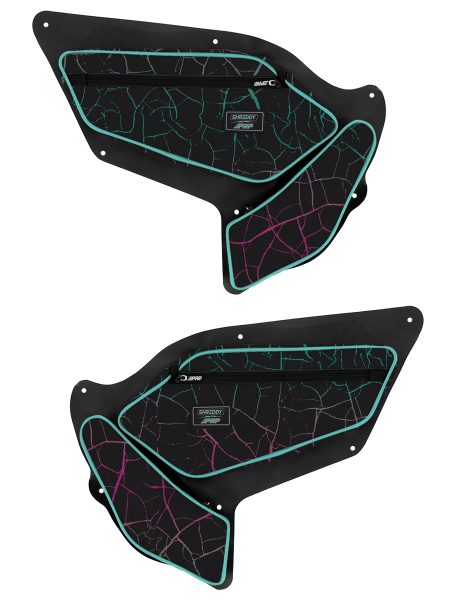 SHREDDY FRONT DOOR BAGS WITH KNEE PADS FOR POLARIS RZR PRO XP, PRO XP4, PRO R, TURBO R (PAIR)