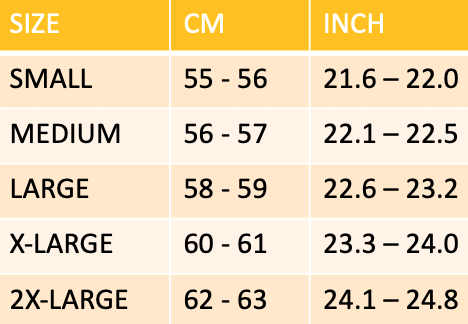 Trail Rocker DOT size chart