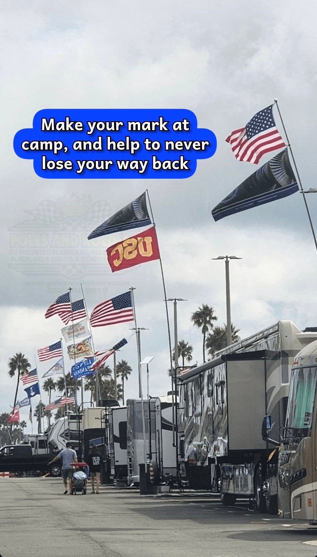 16' Fiberglass Telescoping RV Flagpole | Poles and Holders