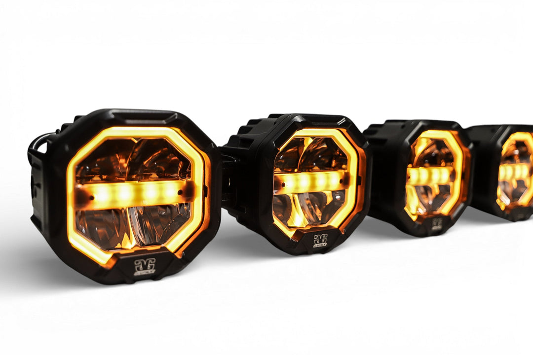 5 Light U-Con Interlocking Off Road LED Pod With Amber or White DRL Running Light