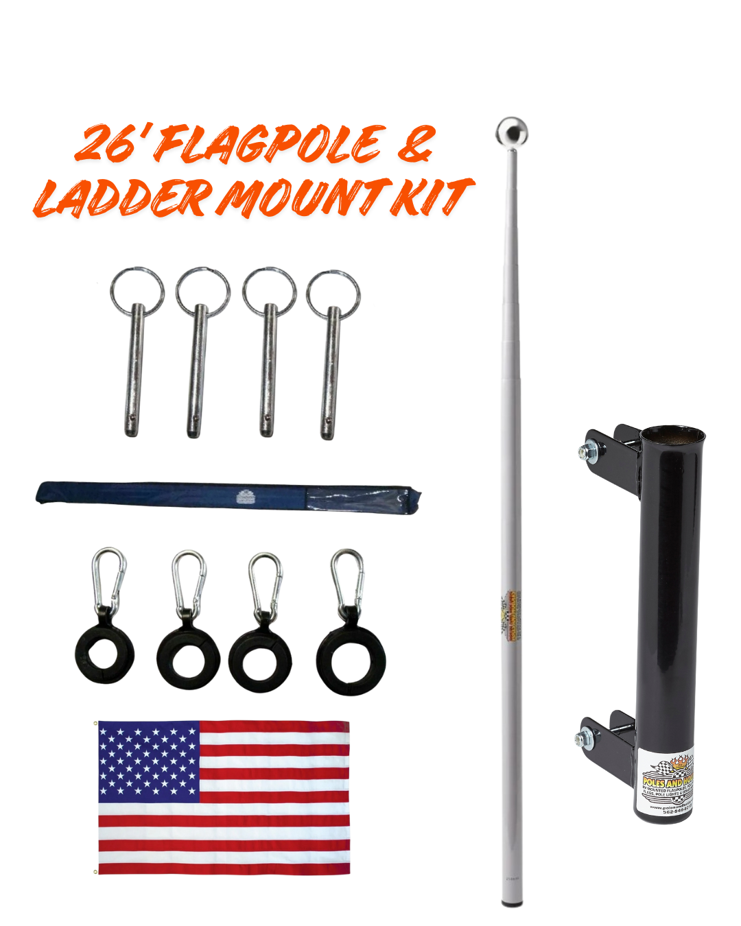 RV Flagpole Kit – Telescoping Pole + Ladder Mount | Poles and Holders