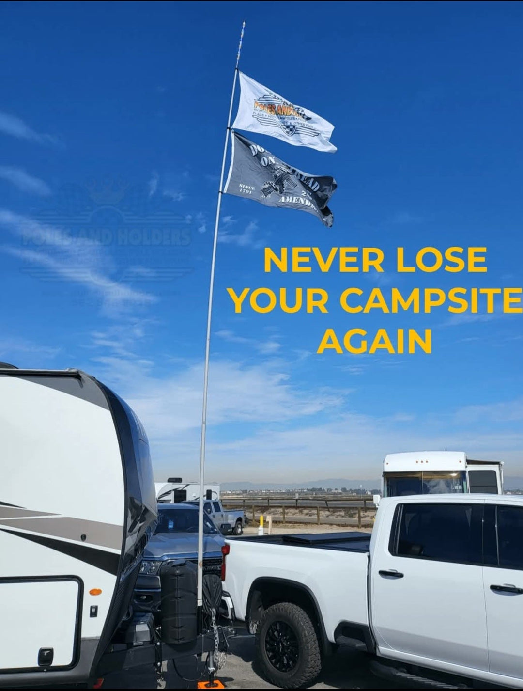 RV Flagpole Kit – Telescoping Pole + 6" Frame Mount | Poles and Holders