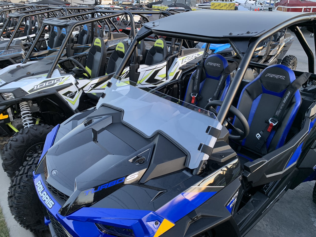 Polycarbonate Hard Coated Half Windshield with Quick Straps for RZR Turbo S and 2019+ RZR 1000, Turbo
