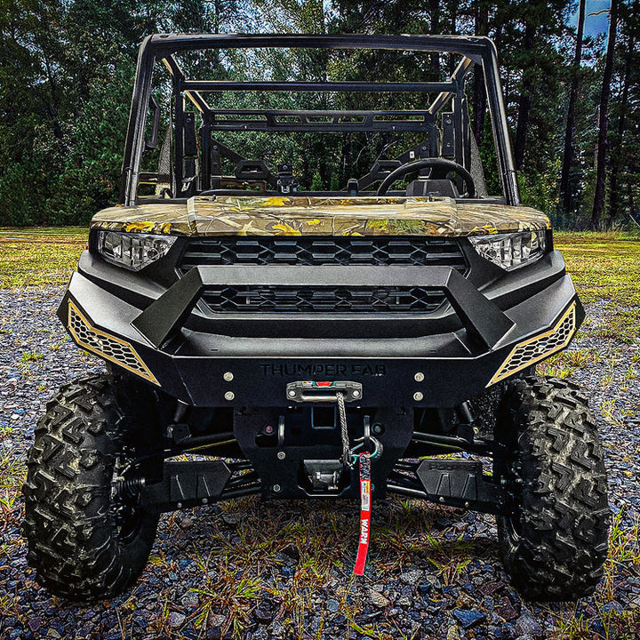 Polaris Ranger 1000 Front Winch Bumper No Light Kit Black With Jewel Gray Accent Panels Thumper Fab