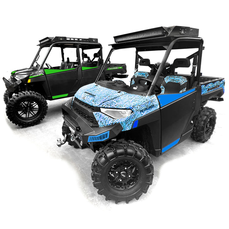 Front Set Polaris Ranger Half Door Accent Panels Polaris Blue Boxed Thumper Fab