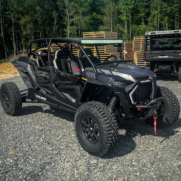 Polaris RZR Turbo S Front Winch Sport Bumper w/ Lights Black Thumper Fab