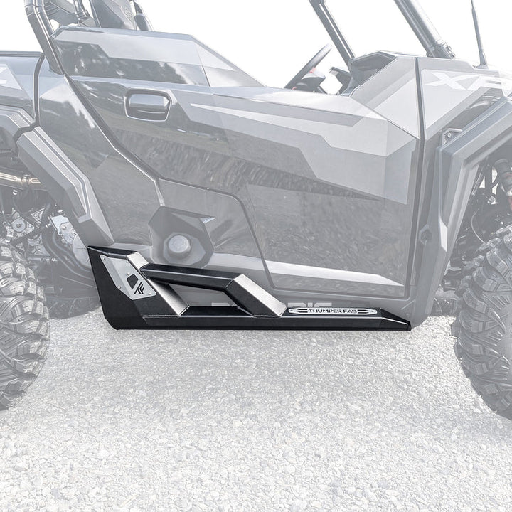 Polaris General Nerf Rail Rock Sliders 2-Seat Black with Jewel Gray Accent Panels Thumper Fab