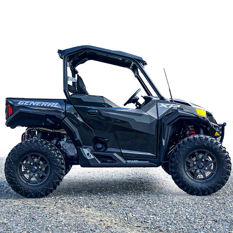 Polaris General Nerf Rail Rock Sliders 2-Seat Black with Jewel Gray Accent Panels Thumper Fab