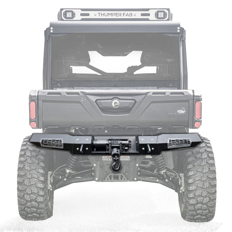 Can-Am Defender Rear ELITE Winch Bumper w/ Lights Black Thumper Fab