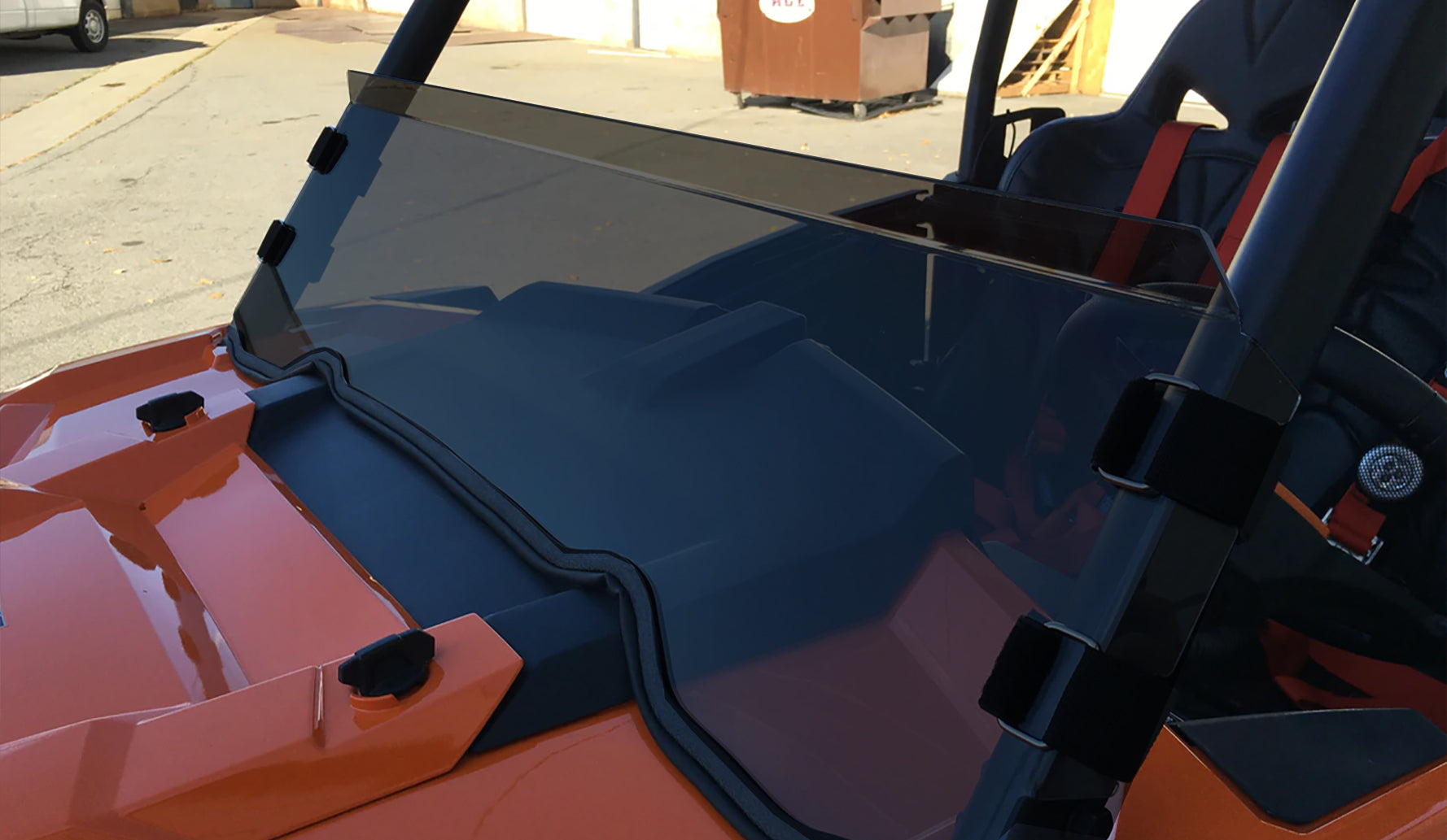 Dark Tint Polycarbonate Half Windshield with Quick Straps for RZR 900, 1000, TURBO