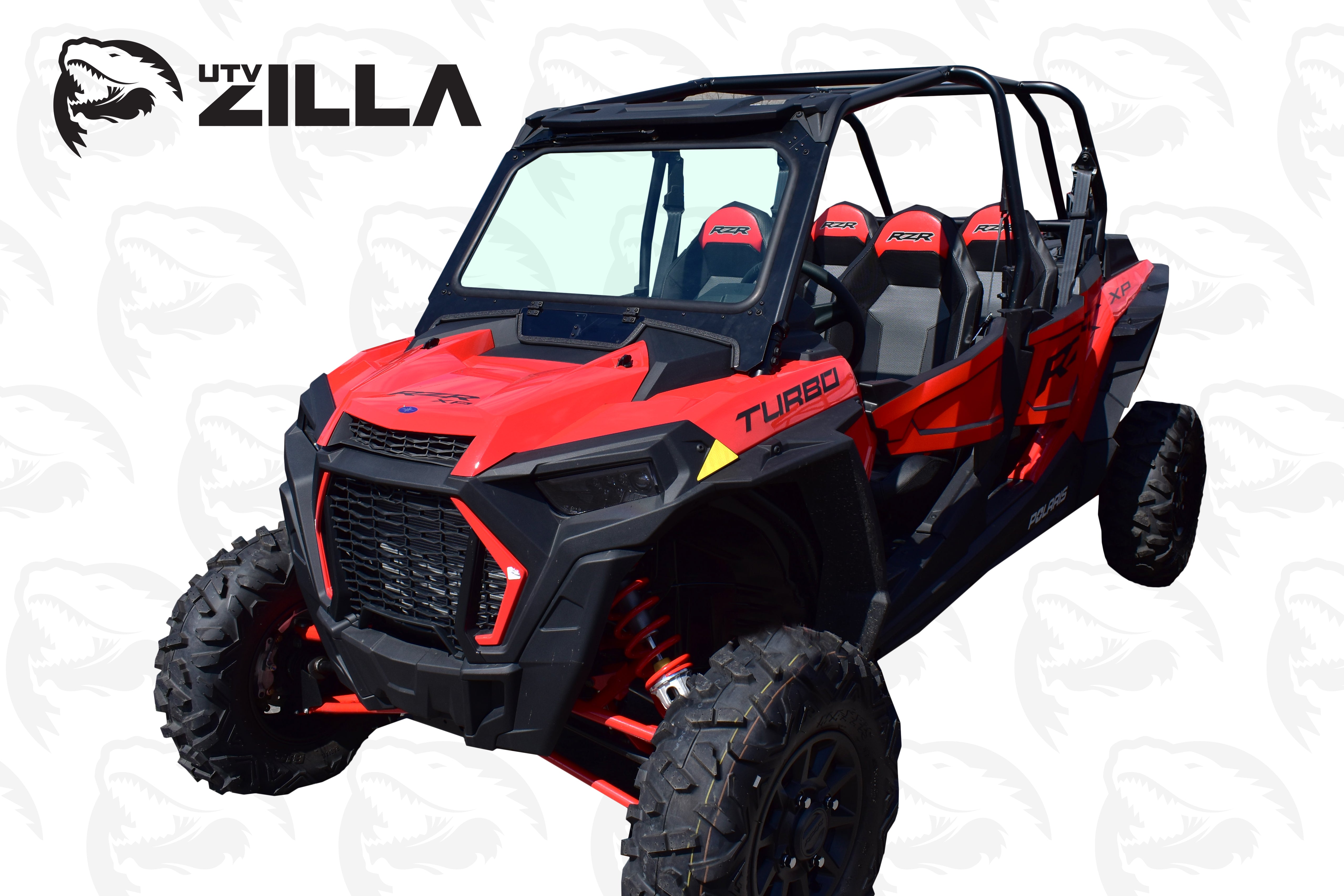 RED Vented Glass Windshield for 2019 RZR with Wiper